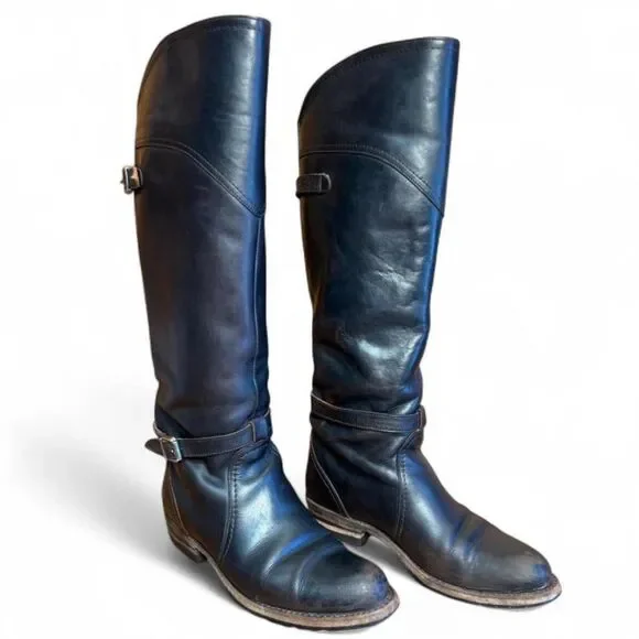 VTG Frye Dorado Dark Brown Leather Tall Riding Boots sz 5.5 Goodyear Welt, Spain - Picture 8 of 13